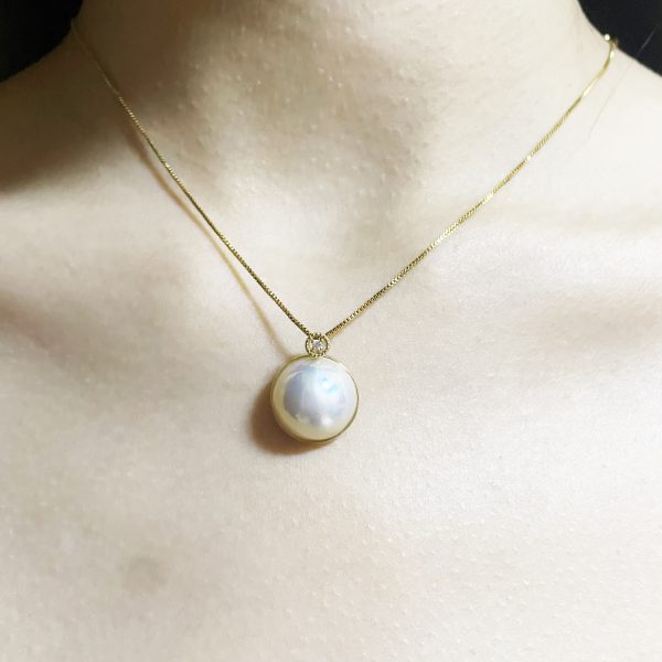 White Mabe Diamond Pendant - P259