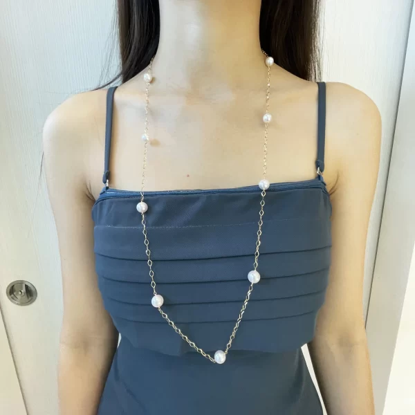 Sleek Akoya Pearl Strand Necklace K18 - N147