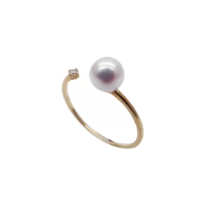 Mini Diamond Free Size Akoya Pearl Ring - R81