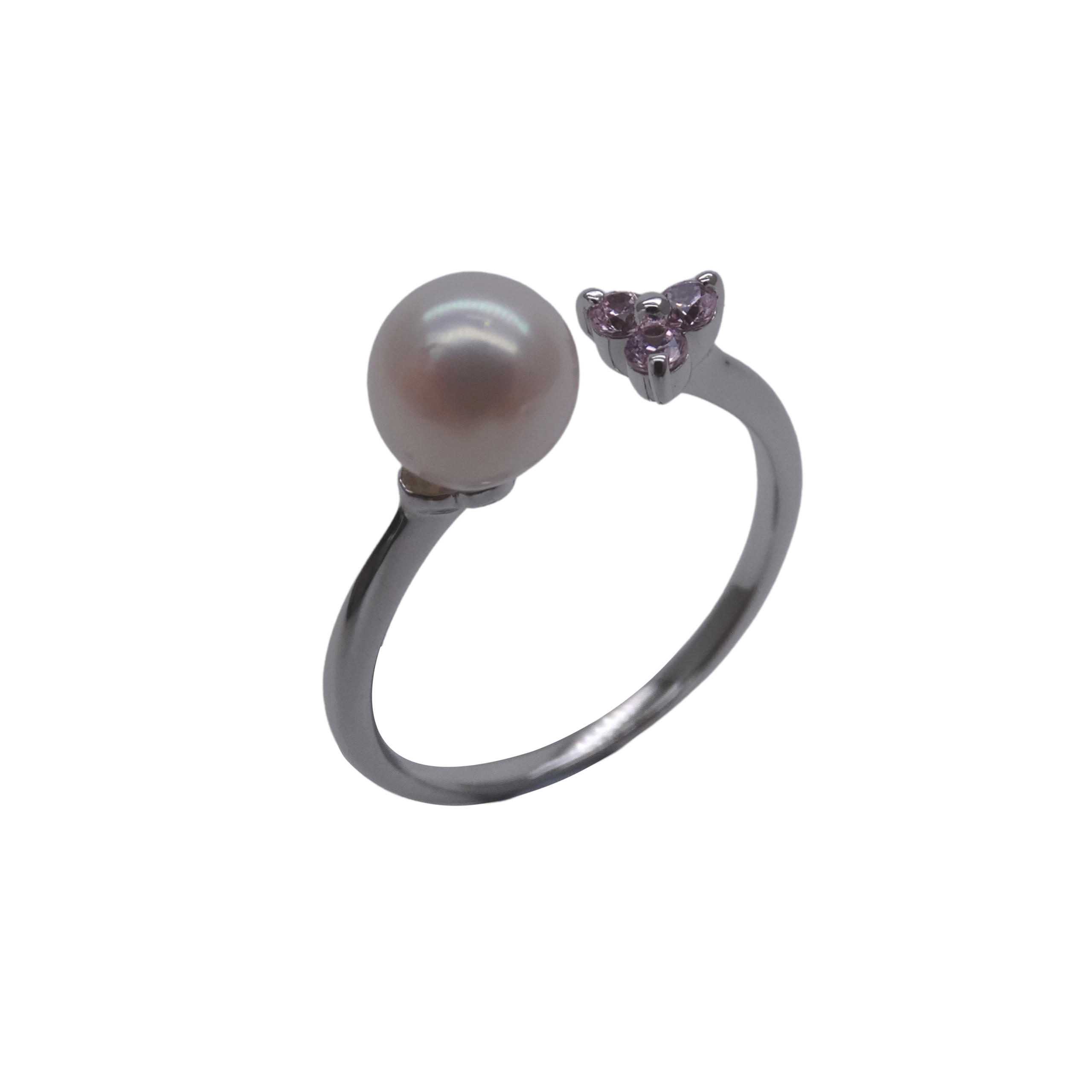Sparkle Pink Akoya Pearl Silver Ring