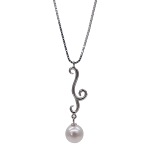Swirl Akoya Pearl Silver Pendant -P261