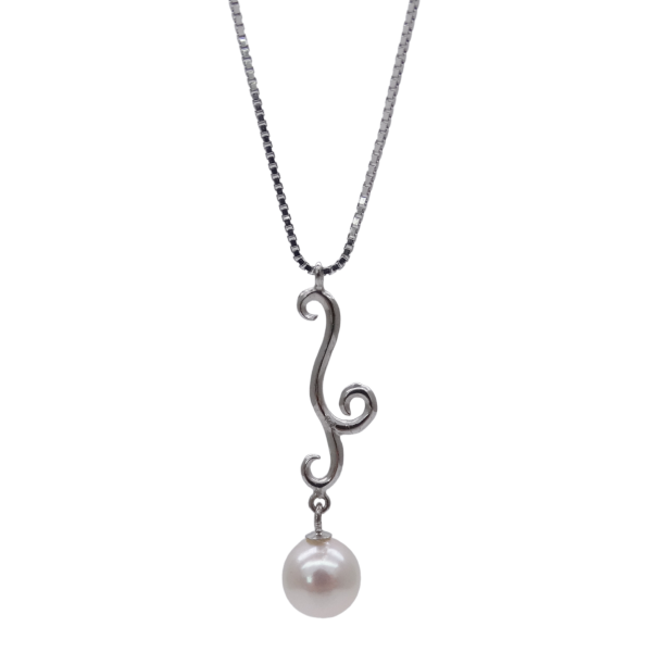 Swirl Akoya Pearl Silver Pendant -P261