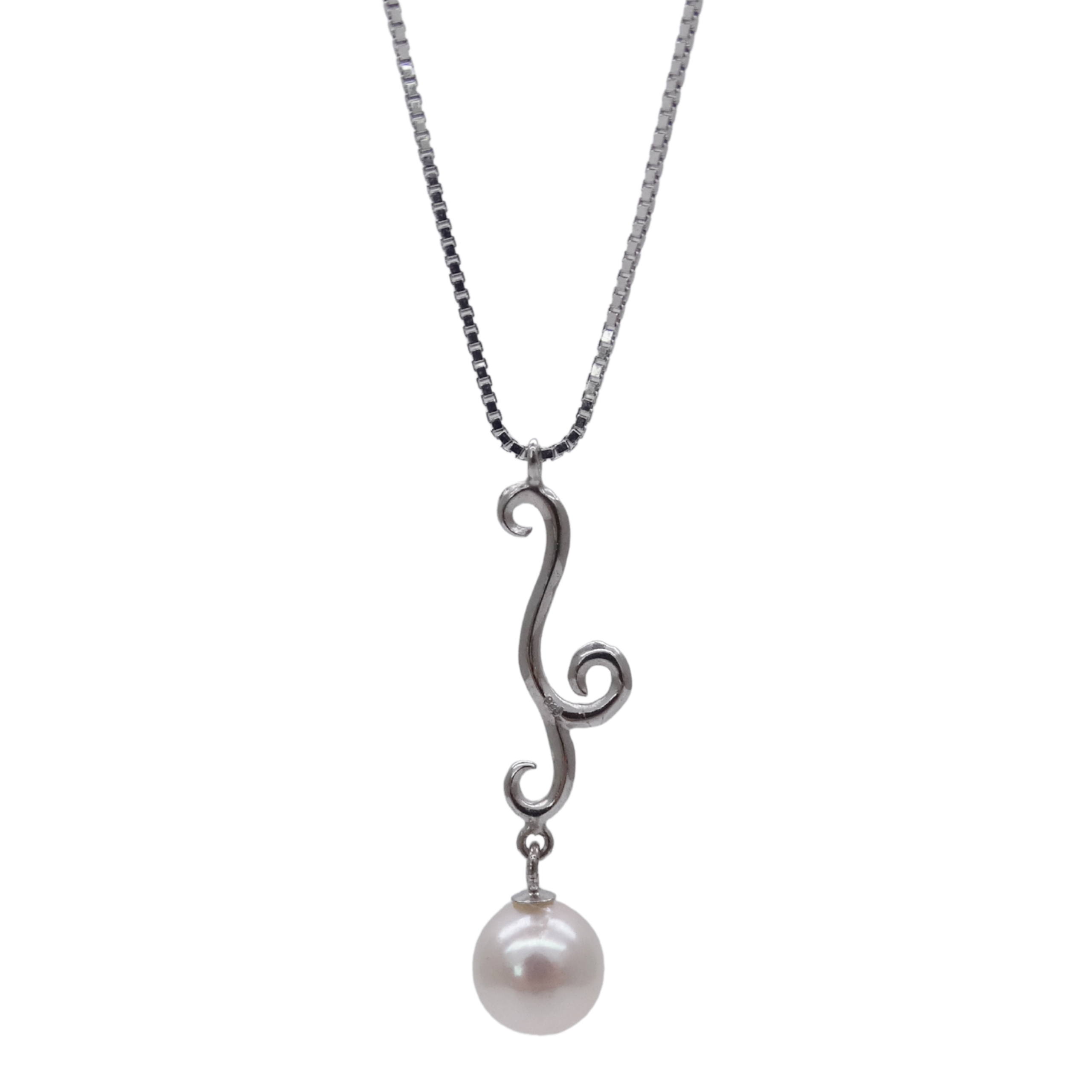 Swirl Akoya Pearl Silver Pendant -P261