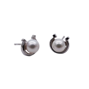 Horse shoe Akoya Pearl Silver Earrings - E294