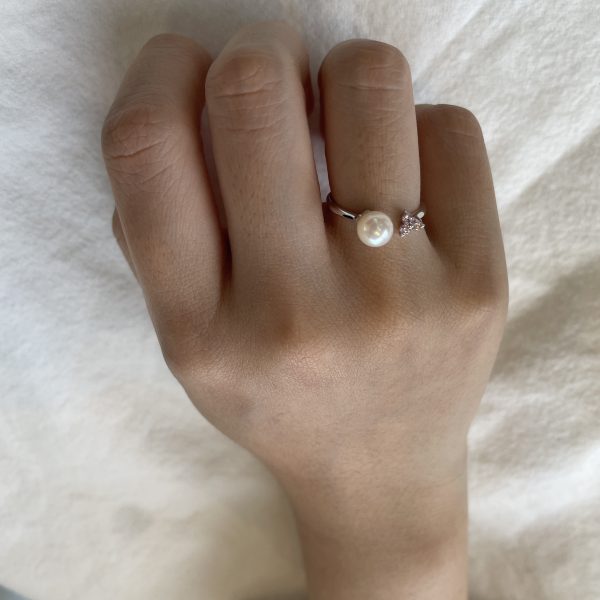 Sparkle Pink Akoya Pearl Silver Ring - R83