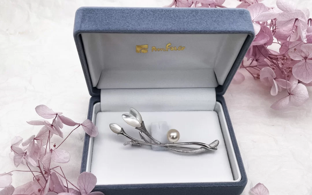 Elevate Your Look with the White Akoya Pearl Tulip Brooch Pin