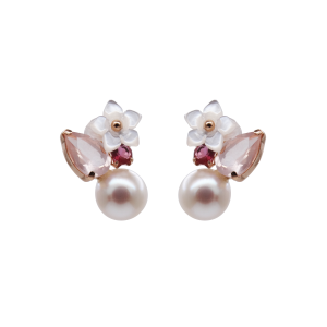 Akoya Rose quarzt earring - E297