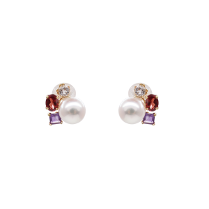 Akoya Topaz / Garnet /Amethyst earring - E298