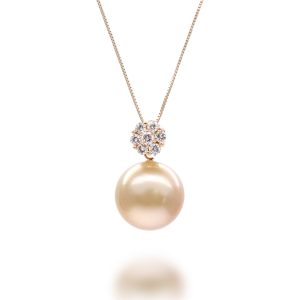 Bloom Gold South Sea Pearl Diamond Pendant - P275